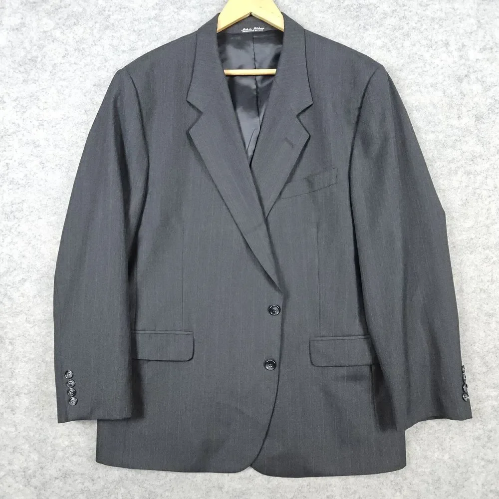 Kilburne Finch Men's Blazer Charcoal Pinstriped Size 44R S&K 2-Button Wool Blend